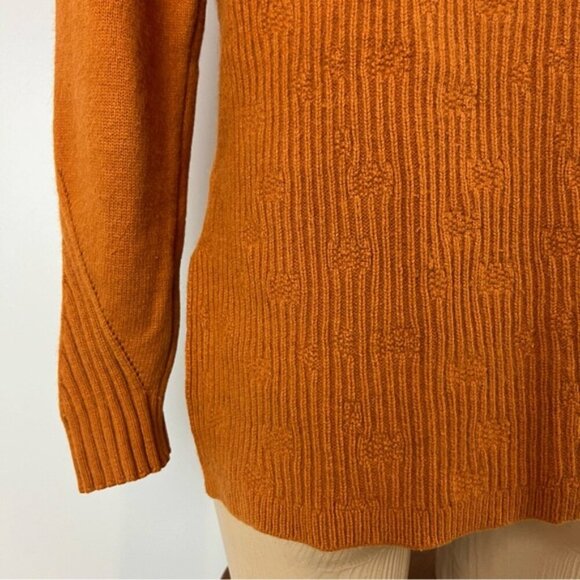 Mock High Neck Rust Orange Knit Long Sleep Pullover Fall Cozy Sweater Size Small - Picture 7 of 12